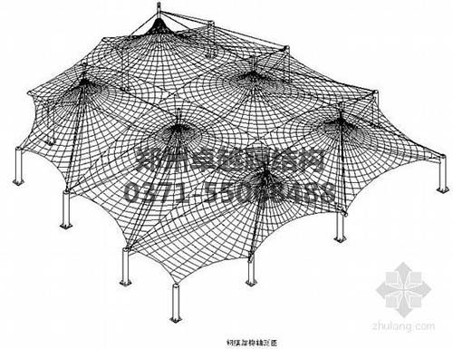 設(shè)計圖中可以看出索膜結(jié)構(gòu)一般由膜材、索結(jié)構(gòu)、支架結(jié)構(gòu)三部分組成